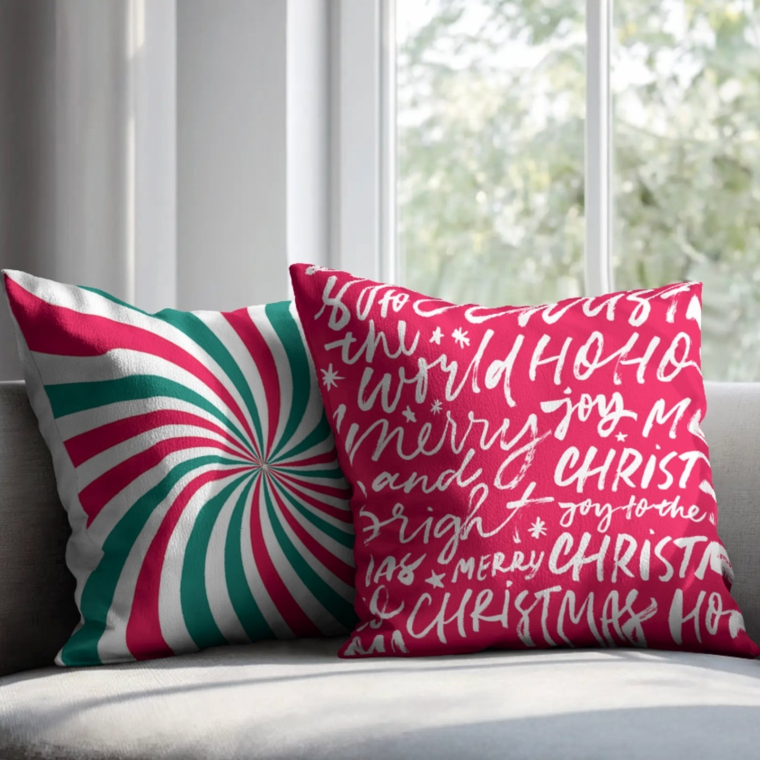 Peppermint Swirl Throw Pillow - Image 2