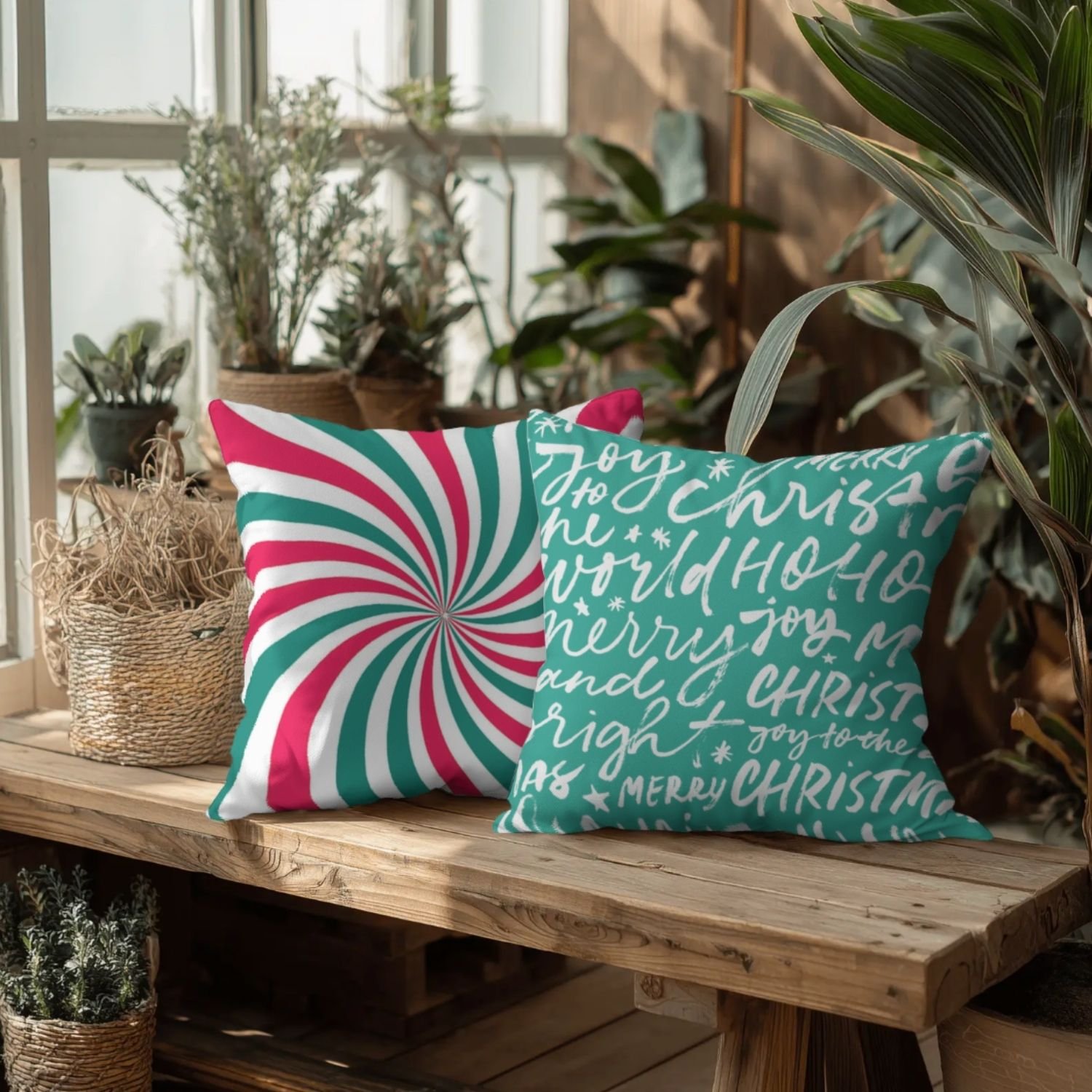 Peppermint Swirl Throw Pillow - Image 5