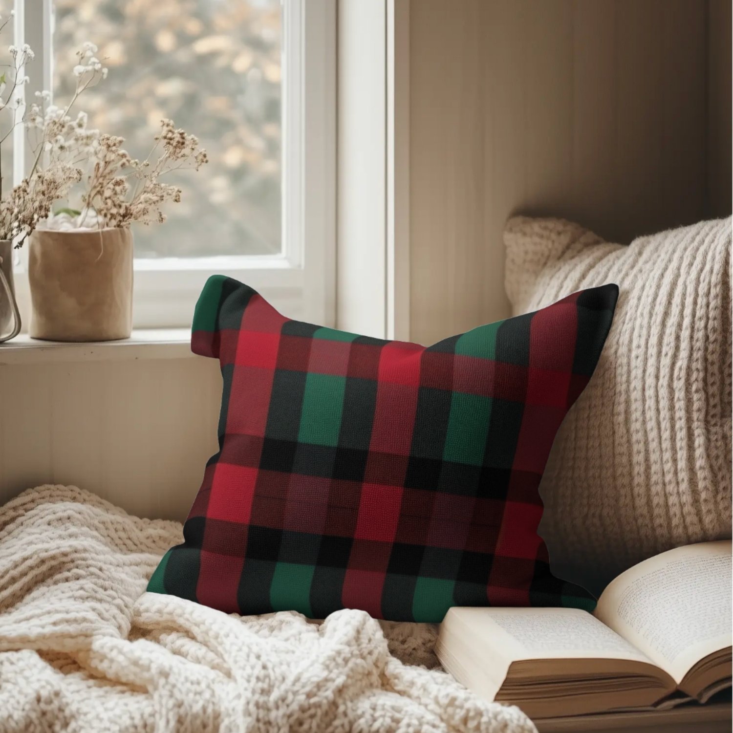 Christmas Plaid Throw Pillow - Image 2
